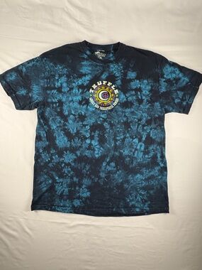 Truffle Tie Dye Graphic Tee XL Blue Black Festival Boho Hippie Shirt